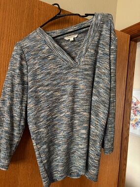 Liverpool Blue Marled V-Neck Sweater